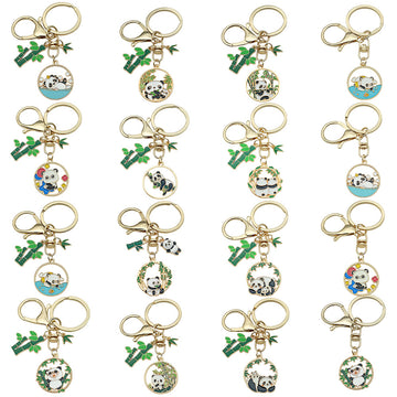 Bamboo Panda Enamel Keychains with Dual Clasps, 9 Designs