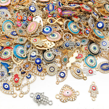 Alloy Colorful Evil Eye Metal Charms with 2 Listed Options