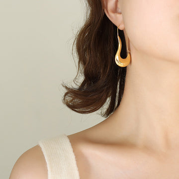 Irregular Teardrop Hook Geometric Earrings Gold Steel