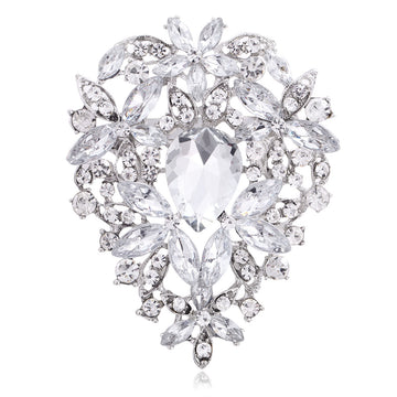 Silver Tone Heart Crystal Nine Designs Metal Brooch Pin