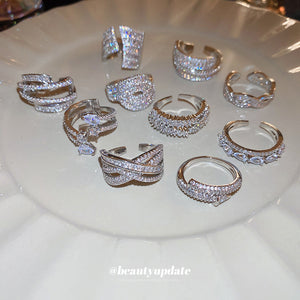 Forty Two Mixed Crystal Pearl Floral Geometric And Animal Rings