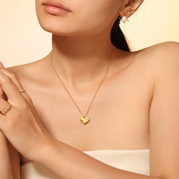 Gold Steel Heart Star Letter Bar Pendant Necklace Assortment