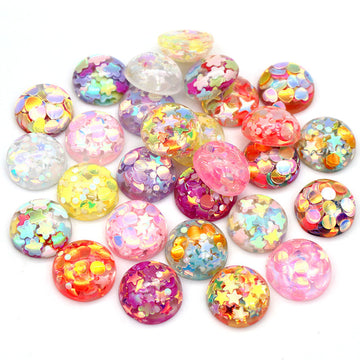 Round Floral Resin Cabochons in Eleven Pastel Color Options