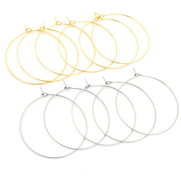 Round Wine Glass Earring Hoops in Gold and Silver Tones