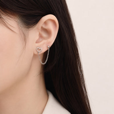 Primary supplied view of silver chain connected ear cuffs