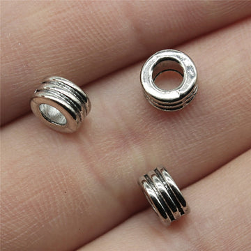 Triple Groove Rondelle Spacer Bead in Antique Bronze and Antique Silver Metal