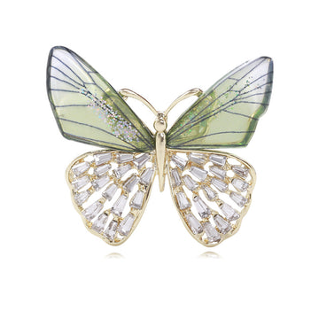 Gradient Wing Butterfly Brooch In Three Colors With Polished Metal Detail