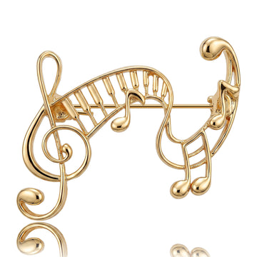 Musical Notes and Treble Clef Brooch in Gold or Silver Tone