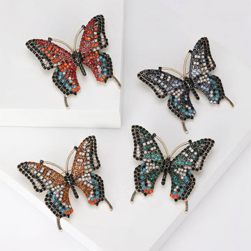 Multicolor Crystal Butterfly Brooch Pin in Four Colorways