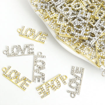 Crystal LOVE Letter Charms in Gold and Silver Tone Finishes