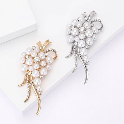 Pearl Grape Cluster Brooch on white background