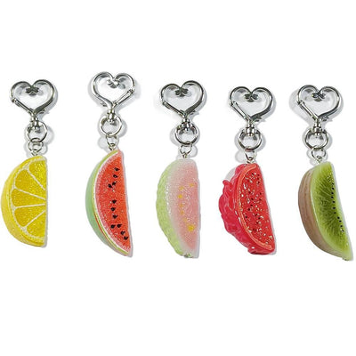 Main product view of realistic Fruit Slice Heart-Clasp Charms in Five Tropical Designs