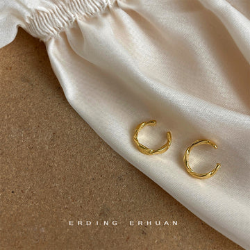 Gold Twisted Open Ear Cuff Pair Minimal Metal Clip Style