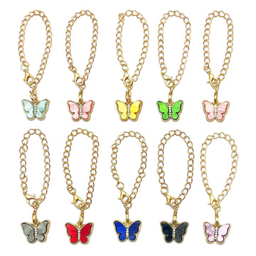 Butterfly Charm Keychains Featuring Green Butterfly Across 23 Pictured Variations