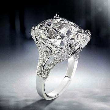 Silver Tone High Set Square Clear Stone Filigree Ring