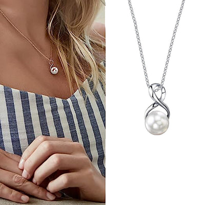 Infinity pearl pendant necklace product view