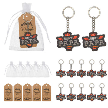 Super Papa Wood Keychain With Split Ring, Two Packaging Options