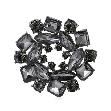 Geometric Crystal Wreath Brooch in Four Colors for Jackets, Coats, and Scarves