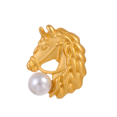 Front product view of the horse brooch pin in gold
