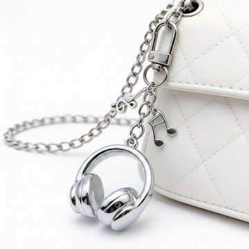 Silver-Led Headphone and Music Note Clip Keychain Eight-Color Collection