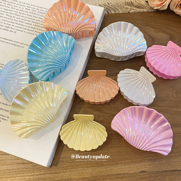 Iridescent Acrylic Seashell Hair Claw Clips Five Colors