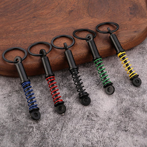 Car Shock Absorber Keychain with a Colored Spring, Zinc Alloy