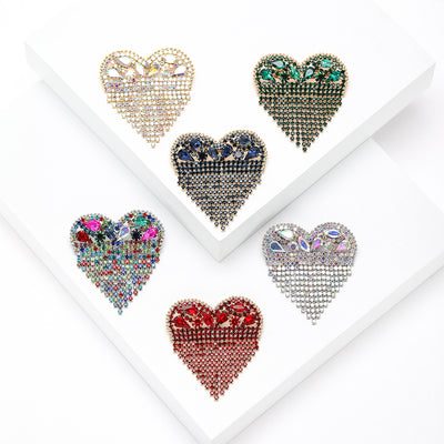 Crystal Heart Chain Fringe Brooch shown from the front on a white background