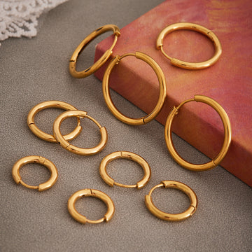 Plain Hoop Earrings in Five Sizes and Three Metal Finishes