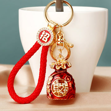 Jeweled Large Fortune Pouch Keychains in Four Colors with Wrist Loops