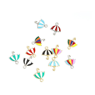 Striped Umbrella Enamel Charm Collection for Jewelry Making