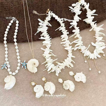 Shell Pearl Necklaces And Shell Drop Earrings Five Styles