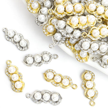 Pearl Pea Pod Charms in Gold and Silver Tones, Two Finishes