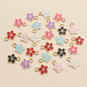 Enamel Flower Metal Charms in Ten Soft Color Options