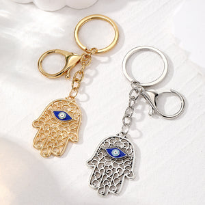 Filigree Hamsa Evil Eye Keychains Gold Silver 2 Finishes
