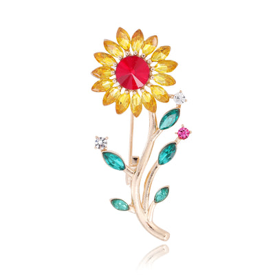 Front product view of an enamel flower brooch