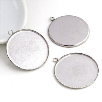 Round Stainless Steel Pendant Bezel Trays in Two Sizes