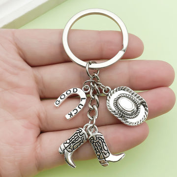 Western Cowboy Charm Keychains in 30 Pictured Variations for Bags and Keys