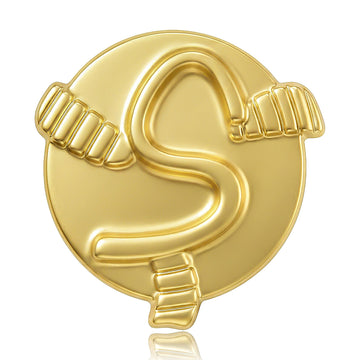 Round Letter S Brooch in Polished Metal for Jackets and Scarves
