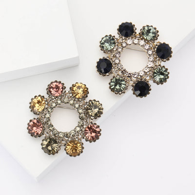 Crystal Circle Wreath Brooch front view on a plain background