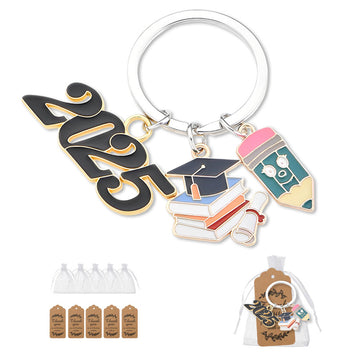 2025 Graduation Cap Book Stack Pencil Enamel Keychain