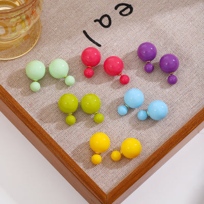 Primary supplied view of double-ball front-back stud earrings