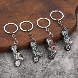 Motorcycle-Shaped Metal Keychain With Colored Accents, 4 Styles