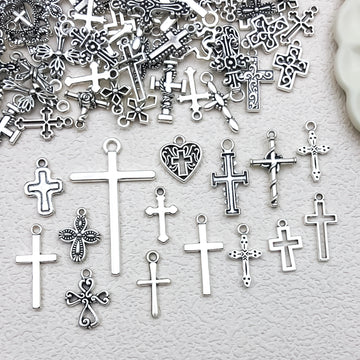 Antique Silver Cross Metal Charms with 9 Listed Options