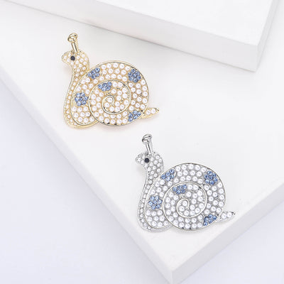 Crystal Snail brooch shown in front product view