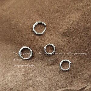 Silver Small Plain Smooth Minimal Huggie Hoop Earrings