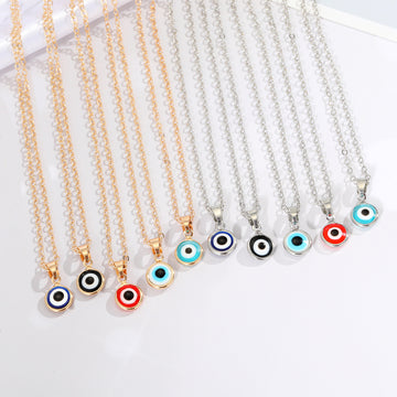 Round Evil Eye Pendant Necklaces in Ten Gold and Silver Tone Designs