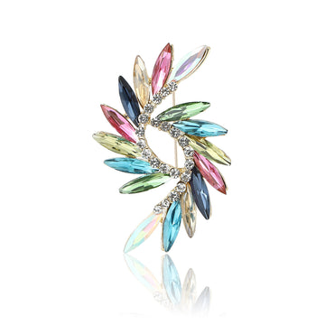 Multicolor Marquise Crystal Leaf Swirl Brooch Lapel Pin