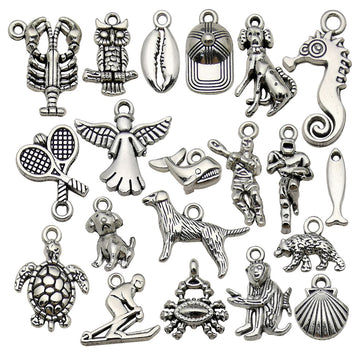 Antique Silver Crab and Dog Metal Charms with 21 Listed Options