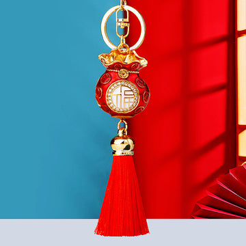 Double Sided Fortune Bag Tassel Keychains in Five Bright Colors