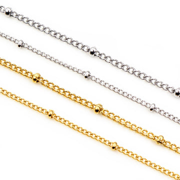 Fine Crimped Metal Jewelry Chain in Silver and Gold Tones